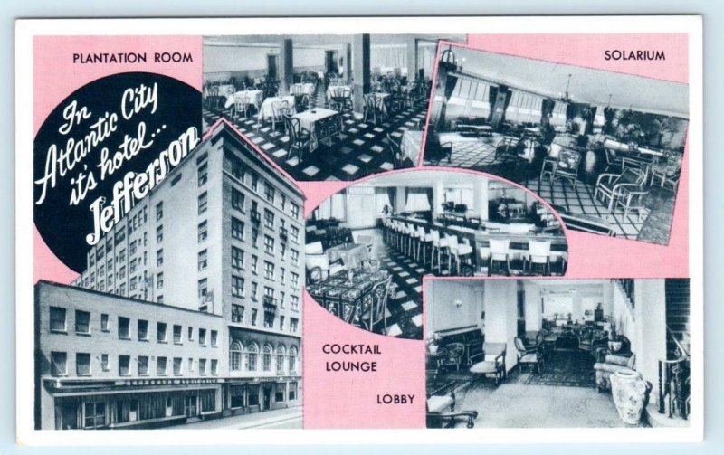 ATLANTIC CITY, New Jersey NJ ~ Interior JEFFERSON HOTEL Roadside c1950s Postcard