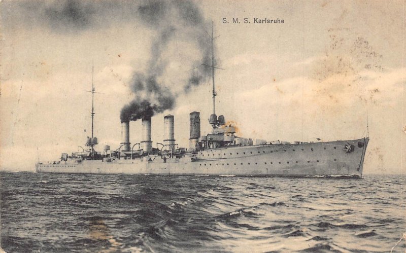 L465 Germany 1917 SMS Karlsruhe warships field postcard