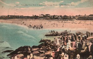 Vintage Postcard 1912 Bird's Eye View Rocks Beach From Young's Hotel York Maine