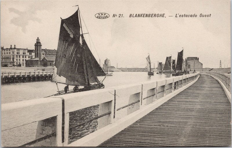 Blankenberghe L'estacade Ouest Belgium Boats Unused Carte Postale Postcard G85