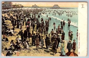 Beach Scene, The Strand, Atlantic City, New Jersey, Antique Osborne Postcard