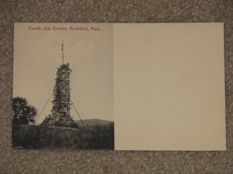 Fourth of July Bonfire, Northfield, Mass., unused vintage card