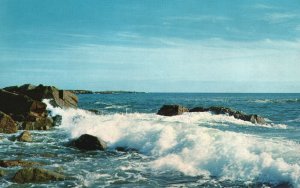 Vintage Postcard Ocean Surf Kennebunkport ME Maine