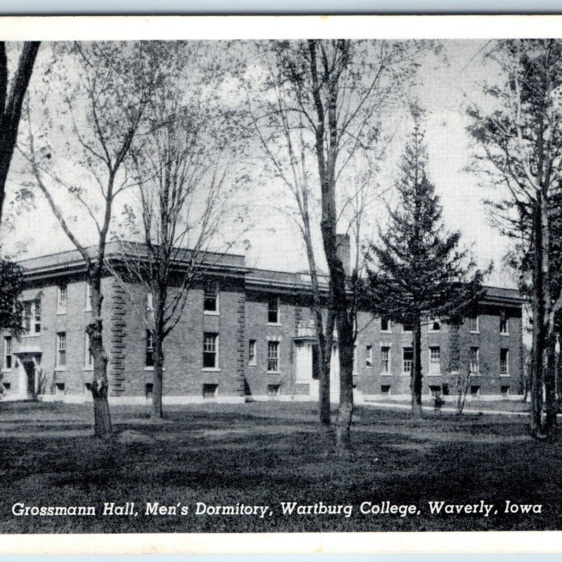 c1940s Waverly, IA Grossmann Hall Men's Dormitory Dorm Wartburg College PC A235