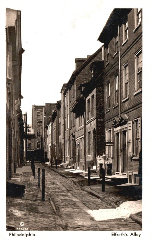 Postcard Real Photo Elfreth's Alley Street View Philadelphia PA RPPC