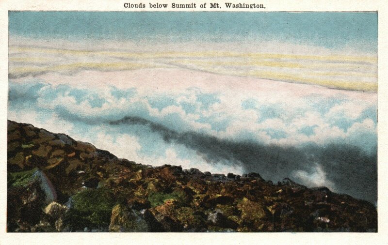 Vintage Postcard 1920's Clouds below Summit of Mt. Washington Pub James Snow