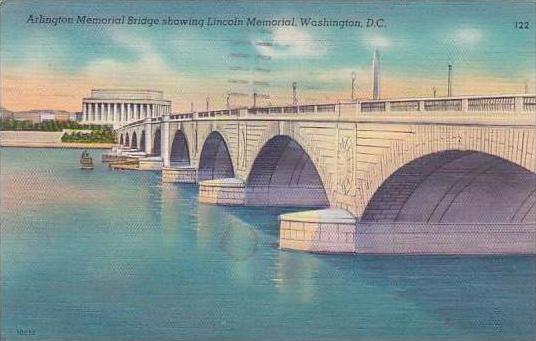 Washington DC Arlington Memorial Bridge Showing Lincoln Memorial