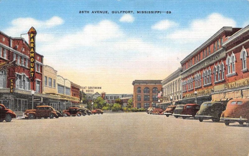 Gulfport Mississippi 26th Avenue, Street Scene Vintage Postcard TT0043