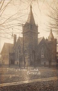 D28/ Forest Ohio Real Photo RPPC Postcard c1910 Presbyterian Church