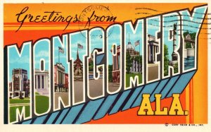 Vintage Postcard 1970's Greetings From Montgomery Alabama Large Letter AL