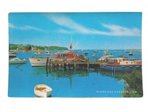 Boats At The Dock Bembridge Harbour  Isle Of Man IOM 1970s Vintage Postcard