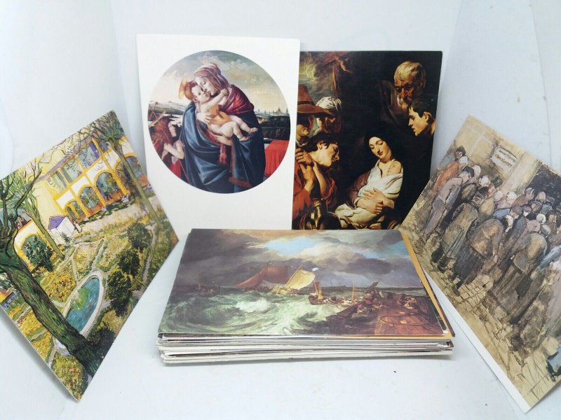 Job Lot Bulk Buy 50 Beautiful Art Painting Postcards People Places Religious etc 