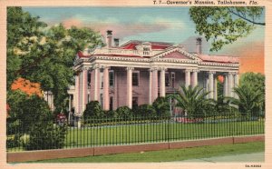 Vintage Postcard Governor's Mansion Southern Colonial Home Tallahassee Florida