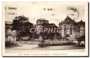 Old Postcard Rennes Le Lycee and the Chapel Square Kergus