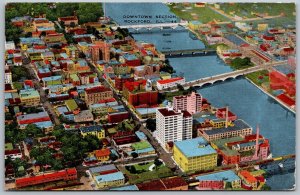 Rockford Illinois 1948 Postcard Downtown Section Aerial View