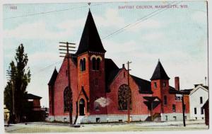 c1910 MARINETTE Wisconsin WI Postcard BAPTIST CHURCH County