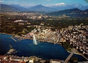 Switzerland Geneva Vue Generale La Ville et le Mont Blanc