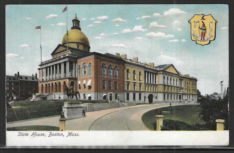 State House, Boston, Massachusetts, Very Early Postcard, Unused