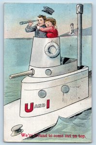 Dayton Ohio OH Postcard U And I Boat US Navy Submarine Couple Romance c1910's