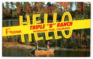 1960s Hello from Triple B Ranch, Woodland Park, CO Postcard