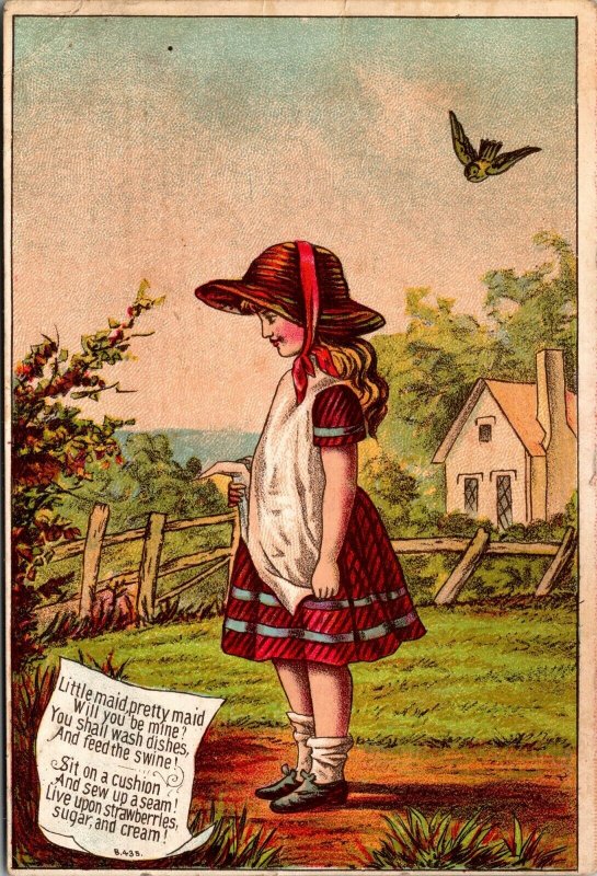 Old Trade Card - BLANK - Store Little Maid Garden - VICTORIAN 