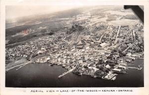 A32/ Kenora Ontario Canada Postcard Lake of the Woods Birdseye 1949 Photo RPPC 