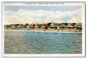 1934 Summer Day Hawks Nest Sound View Connecticut Vintage Antique Postcard 