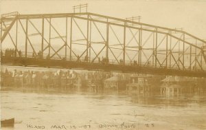 RPPC Postcard; Island Bridge 3-15-1907 In Flood, Southern Ohio, Brown Photo #5