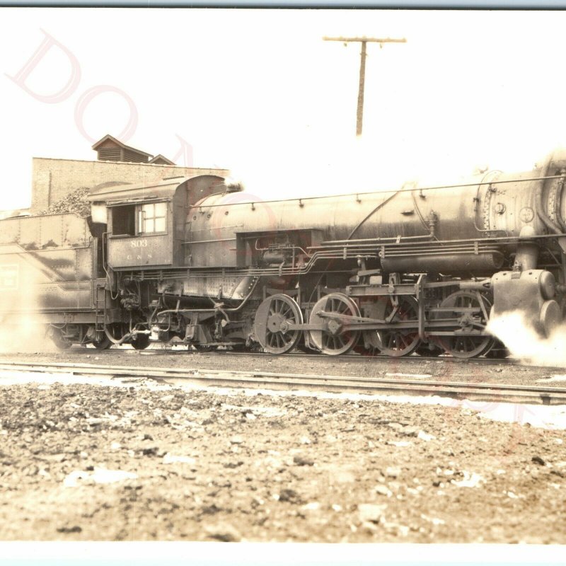 1938 Eola, IL C&S Railway 803 Locomotive RPPC Colorado & Southern Burlington A49