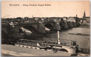 VINTAGE POSTCARD KING FRIEDRICH AUGUST BRIDGE IN DRESDEN GERMANY c. 1920s