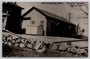 East Foxboro Mass Freight House Railroad as seen 1917 c1950 RPPC Postcard D22