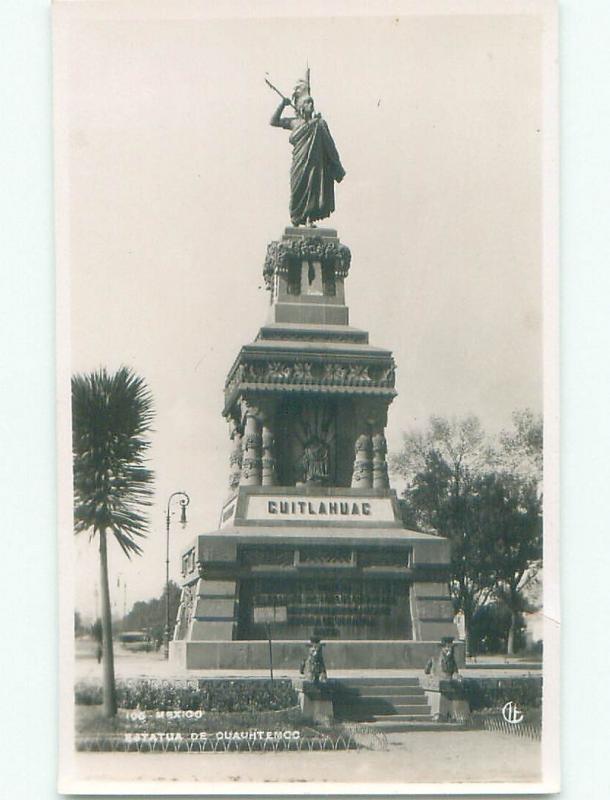 old rppc CUAUHTEMOC STATUE Mexico City Mexico i2916