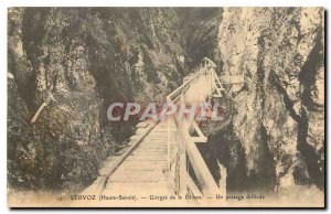 Old Postcard Servoz Haute Savoie Gorges Diosaz A difficult passage