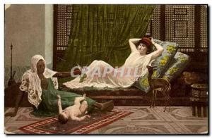 Old Postcard Eastern Woman Carpet