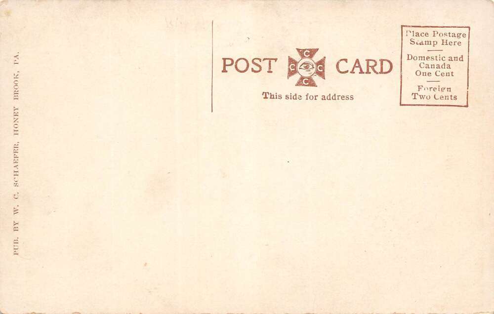 Honey Brook Pennsylvania View of Main Street Color Lithograph Vintage