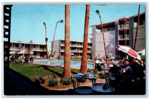 Phoenix Arizona Postcard Sahara Hotel Patio Poolside View 1966 Vintage Antique