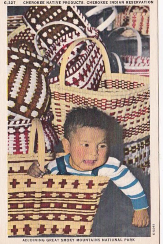 North Carolina Cherokee Indian Reservation Papoose & Baskets Cherokee Native ...