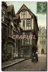 Rouen Old Postcard Houses of 15th St Romain