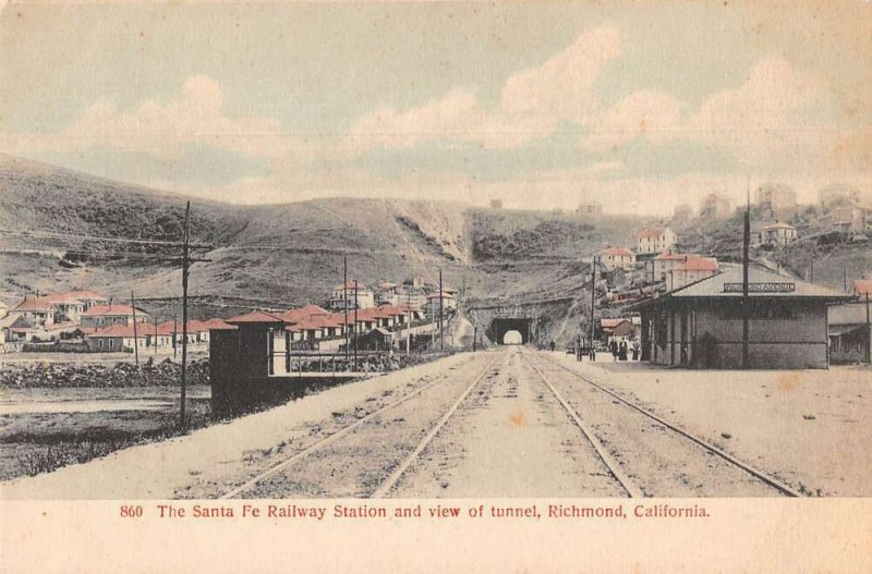 Richmond California Santa Fe Depot Train Station Vintage Postcard AA29933