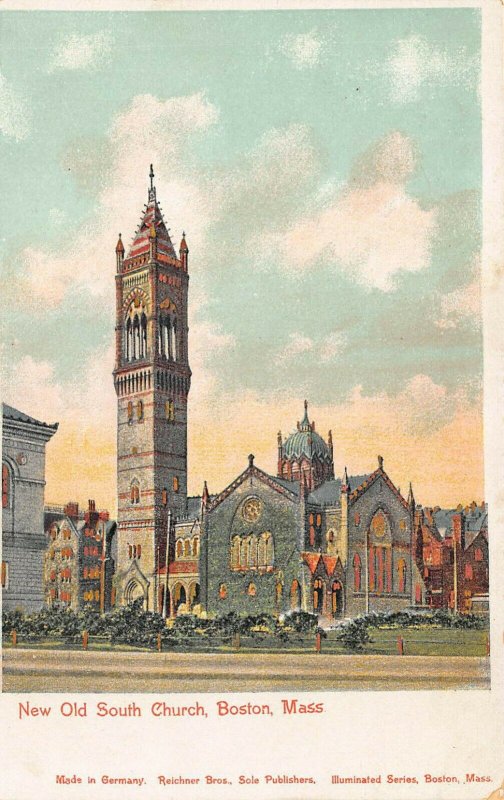 Boston MA New Old South Church Reichner Bros. Copper Windows Postcard