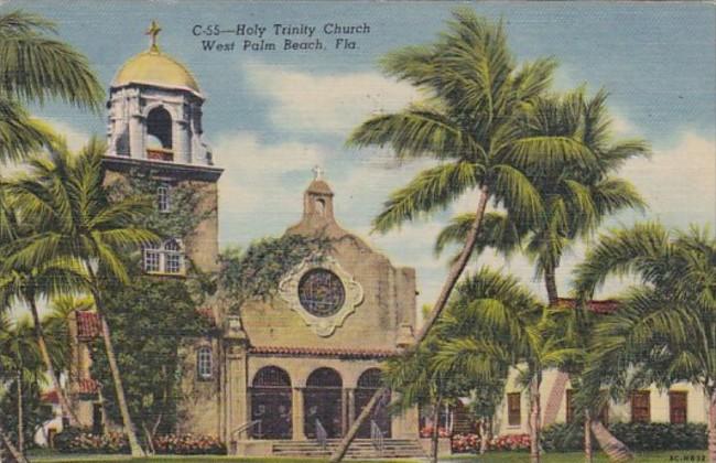 Florida West Palm Beach Holy Trinity Church 1954 Curteich