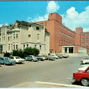 c1960s Barrie ON Royal Victoria Hospital Postcard Canada Chrome VW Beetle Car