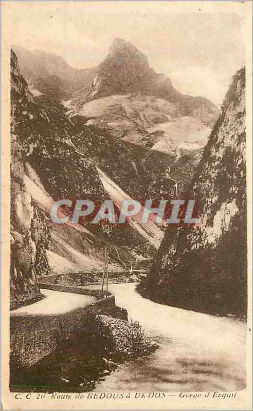 Old Postcard Route Bedous has Urdos Gorge of Esquil