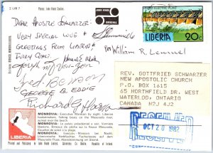 VINTAGE CONTINENTAL SIZED POSTCARD (4) MINIVIEWS SCENES OF MONROVIA LIBERIA 1982 