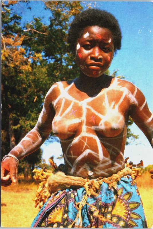 Zambia Luvale/Luchazi Initiates Woman Portrait Vintage Postcard BS.28