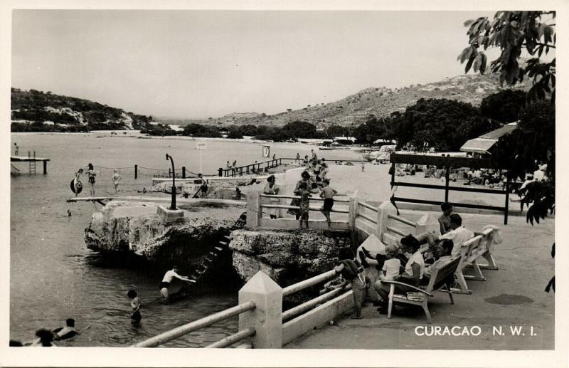 curacao, N.W.I., WILLEMSTAD, Piscadera Bay Beach (1950s) Salas RPPC