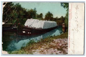 1905 Loading Cotton Barge Buffalo Bayou Ship Houston Texas TX Antique Postcard