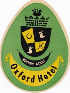 Argentina Buenos Aires Oxford Hotel Vintage Luggage Label sk2656