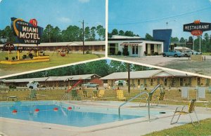 Circa 1960's Miami Motel & Restaurant Classic Cars Pool Claxton, Ga. Postcard 
