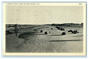 1938 Looking South Down Daytona Beach Florida FL Posted Vintage Postcard 